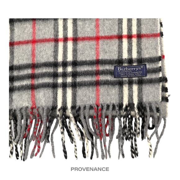 🔴 Burberry Scarf - Nova Check Grey Cashmere - Picture 4 of 5